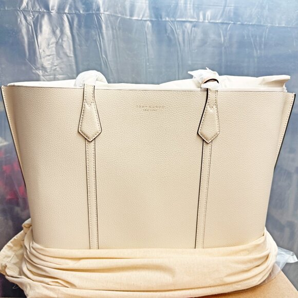 Tory Burch Perry Large Leather Tote – New Ivory - Picture 6 of 7